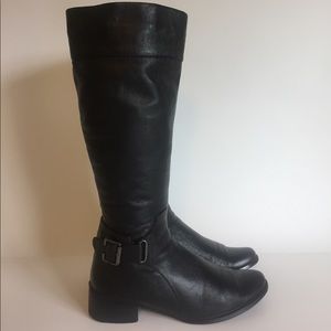 Basconi Knee High Black Leather Boots size 8